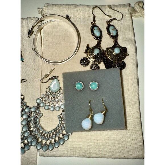 Huge Jewelry Lot, Turquoise, Amazonite, Fashion Boho Necklace Earring Ring Sets - Picture 5 of 16